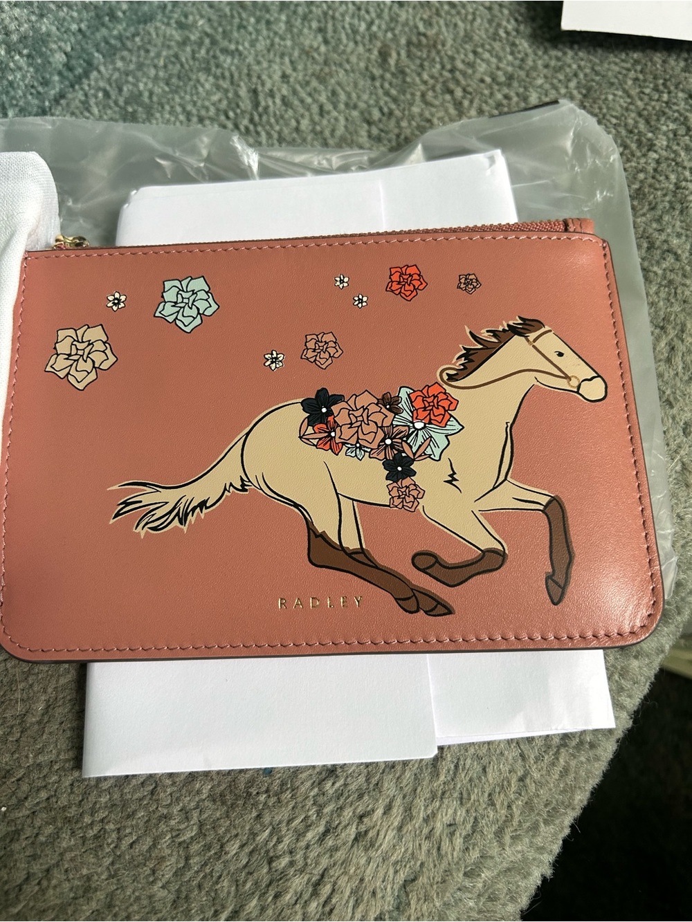 RADLEY LONDON Pink Floral Horse Zip Pouch